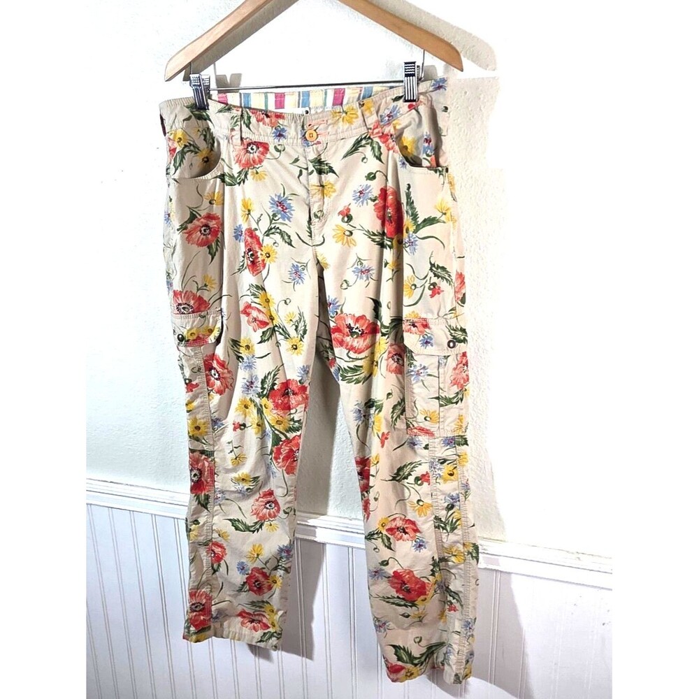 Hei Hei Anthropologie Floral Cargo Pants Womens 12 Boho Cottagecore Garden